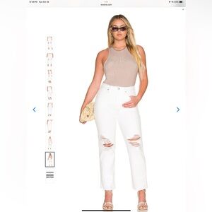 Good American Good 90’s Duster Natural Fray White • High Rise • Size 6